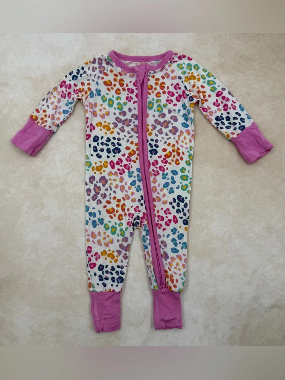 Little Sleepies Pink Trim Multicolor Leopard Print Pajamas